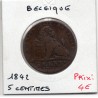 Belgique 5 centimes 1842 TB, KM 5 pièce de monnaie