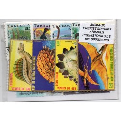100 timbres Animaux Prehistoriques du Monde