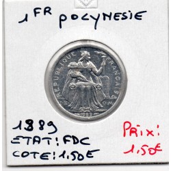 Polynésie Française 1 Franc 1989 FDC, Lec 18 pièce de monnaie