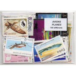 100 timbres Avions du  Monde