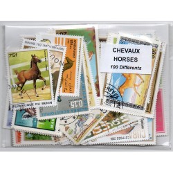 100 timbres Chevaux du  Monde