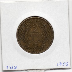 Tunisie, 2 francs 1941 - 1360 AH TTB+, Lec 298 pièce de monnaie