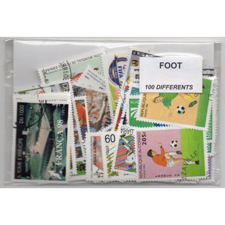 100 timbres Football du  Monde