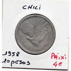 Chili 10 Pesos ou 1 Condor 1958 Sup, KM 181 pièce de monnaie