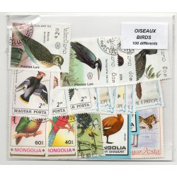 100 timbres Oiseaux du  Monde