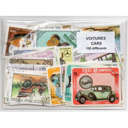 100 timbres Voitures du  Monde