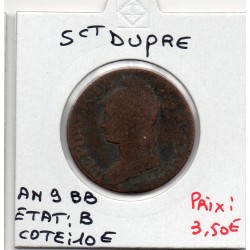 5 centimes Dupré An 9 BB Strasbourg B, France pièce de monnaie