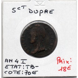 5 centimes Dupré An 4 I Limoges TB-, France pièce de monnaie