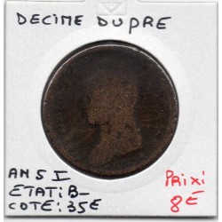 1 decime Dupré An 5 I Limoges B-, France pièce de monnaie