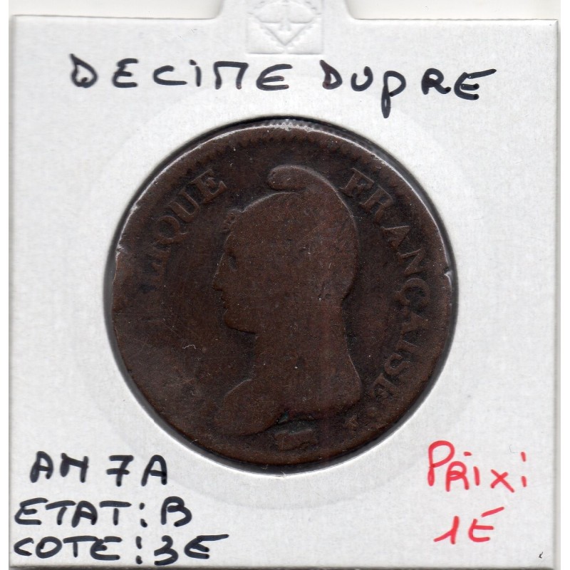 1 decime Dupré An 7 A paris B, France pièce de monnaie