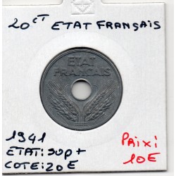 20 centimes état Français 1941 Sup+, France pièce de monnaie