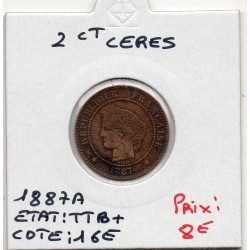 2 centimes Cérès 1887 TTB+, France pièce de monnaie