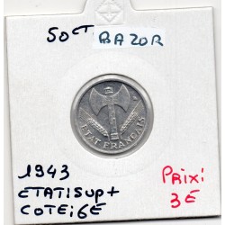 50 centimes Francisque Bazor 1943 Légère Sup, France pièce de monnaie