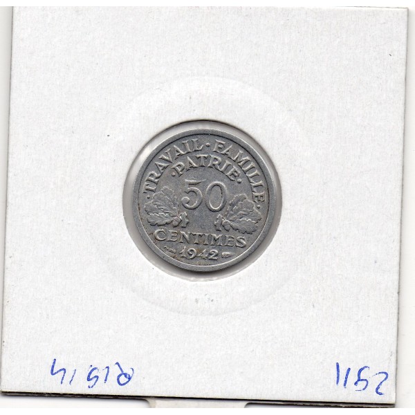 50 centimes Francisque Bazor 1942 Lourde Sup, France pièce de monnaie