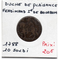Italie Plaisance 10 Soldi 1788 TB, KM 46 pièce de monnaie