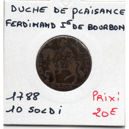 Italie Plaisance 10 Soldi 1788 TB, KM 46 pièce de monnaie