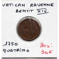 Vatican Ravenne Benoit XIV Quattrino 1750 TB, KM 14 pièce de monnaie