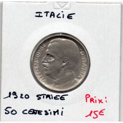 Italie 50 centesimi 1920 striée TTB+,  KM 61.2 pièce de monnaie