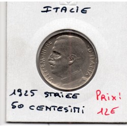 Italie 50 centesimi 1925 striée TTB+,  KM 61.2 pièce de monnaie