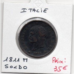 Italie Napoléon 1 soldo 1811 M Milan TTB, KM C3 pièce de monnaie