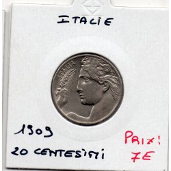 Italie 20 centesimi 1909 R Spl,  KM 44 pièce de monnaie