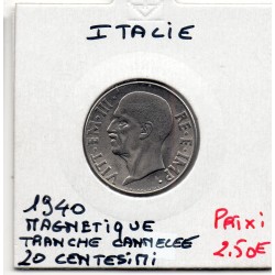 Italie 20 centesimi 1940 Magnétique striée FDC,  KM 75b pièce de monnaie