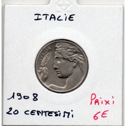 Italie 20 centesimi 1908 R Spl,  KM 44 pièce de monnaie