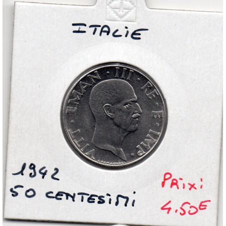 Italie 50 centesimi 1942 Sup-,  KM 76b pièce de monnaie