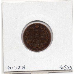 Italie 2 centesimi 1862 N Naples TB+,  KM 2 pièce de monnaie