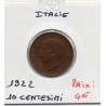 Italie 10 centesimi 1922 R Rome Sup,  KM 60 pièce de monnaie