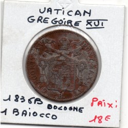 Vatican Gregoire XVI 1 Baiocco 1836 B Bologne TTB monture, KM 1320 pièce de monnaie