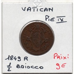 Vatican Pius Pie IX 1/2 Baiocco 1849 R Rome TTB, KM 1340 pièce de monnaie