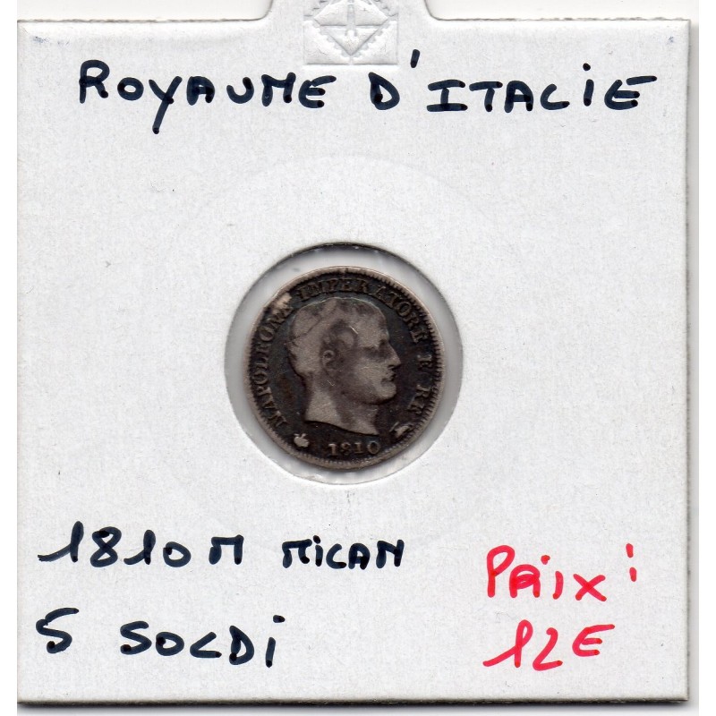 Italie Napoléon 5 soldi 1810 M Milan TB+,  KM C5 pièce de monnaie