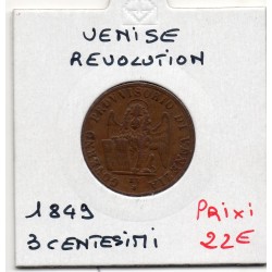 Italie Venise 3 Centesimi 1849 TTB, KM 808 pièce de monnaie