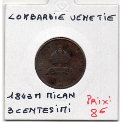 Italie Lombardie Venetie 3 centessimi 1843 M Milan TB+, KM C13 pièce de monnaie