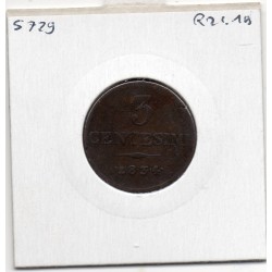 Italie Lombardie Venetie 3 centessimi 1834 M TTB, KM C2.2 pièce de monnaie