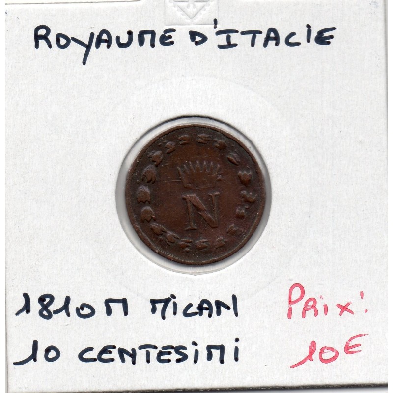 Italie Napoléon 10 centesimi 1810 M Milan TTB-,  KM C4 pièce de monnaie