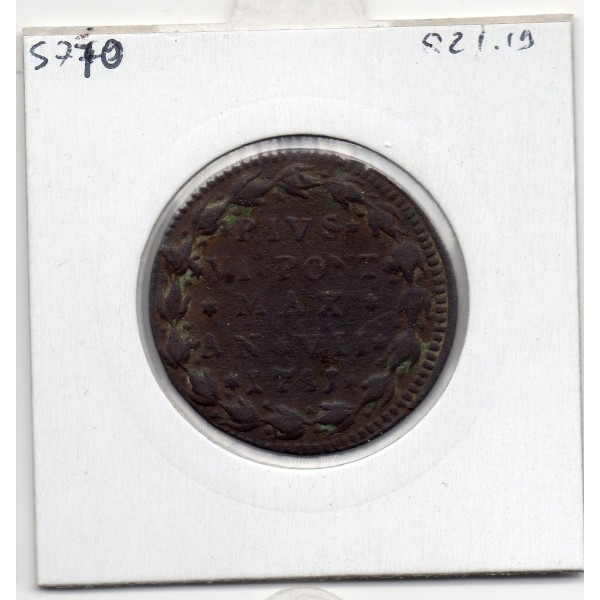 Vatican Bologne Pius Pie VI 1/2 Baiocco 1781 TB, KM 293 pièce de monnaie