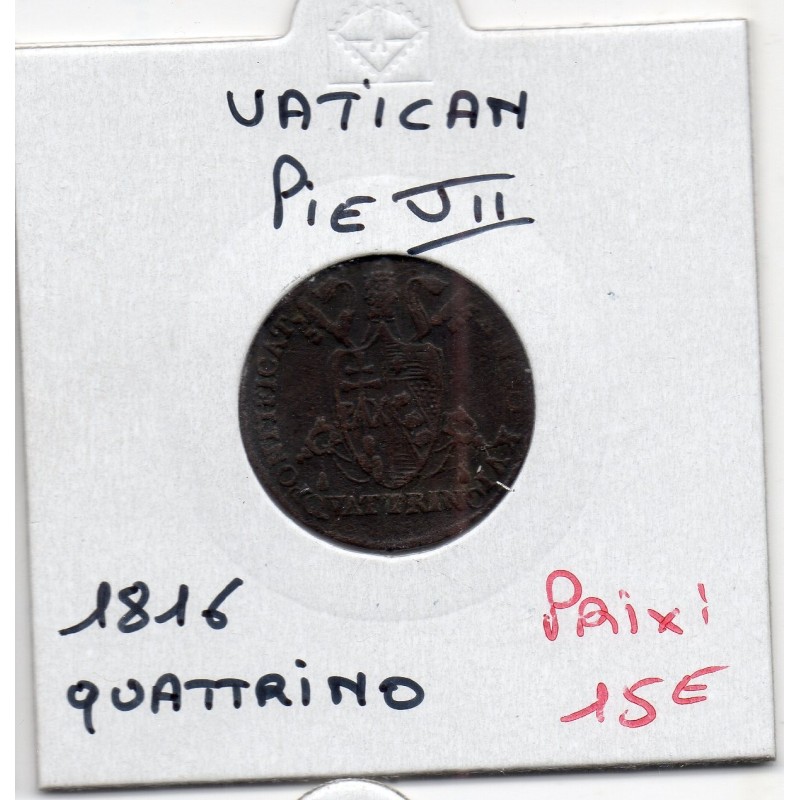 Vatican Pius Pie VII 1 Quattrino 1816 TTB, KM 1276 pièce de monnaie