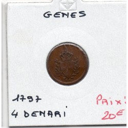 Italie Republique de Gênes, 4 Denari 1796 TTB,  KM 258 pièce de monnaie