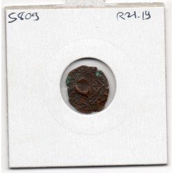 Vic Philippe II d'Espagne Dinero 1574-1597 TB contremarqué pièce de monnaie