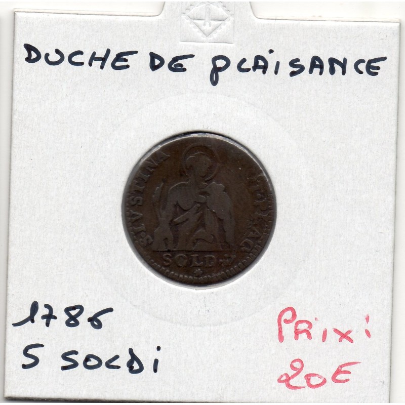 Italie Plaisance 5 Soldi 1788 TB, KM 45 pièce de monnaie