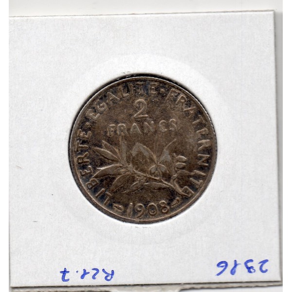2 Francs Semeuse Argent 1908 TTB, France pièce de monnaie