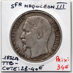 5 francs Louis Napoléon Bonaparte 1852 A Paris TTB-, France pièce de monnaie