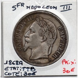 5 francs Napoléon III tête laurée 1868 A Paris TTB, France pièce de monnaie