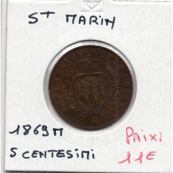 Saint Marin 5 centesimi 1869 TTB, KM 1 pièce de monnaie