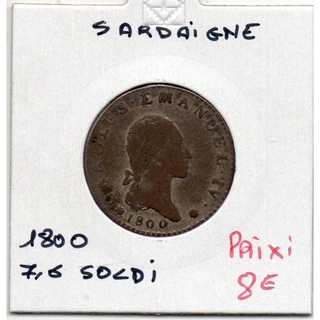 Italie Sardaigne 7.6 Soldi 1800, KM 103 pièce de monnaie