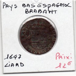 Pays-Bas Espagnols Brabant 1 Liard 1647 Bruxelles, KM 62 pièce de monnaie