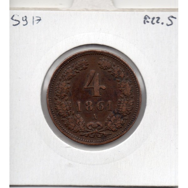 Autriche 4 kreuzer 1861 A Vienne TTB, KM 2194 pièce de monnaie