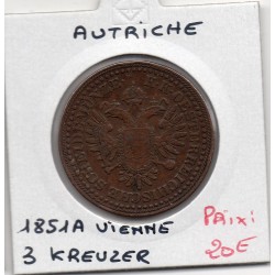 Autriche 3 kreuzer 1851 A Vienne TTB, KM 2193 pièce de monnaie